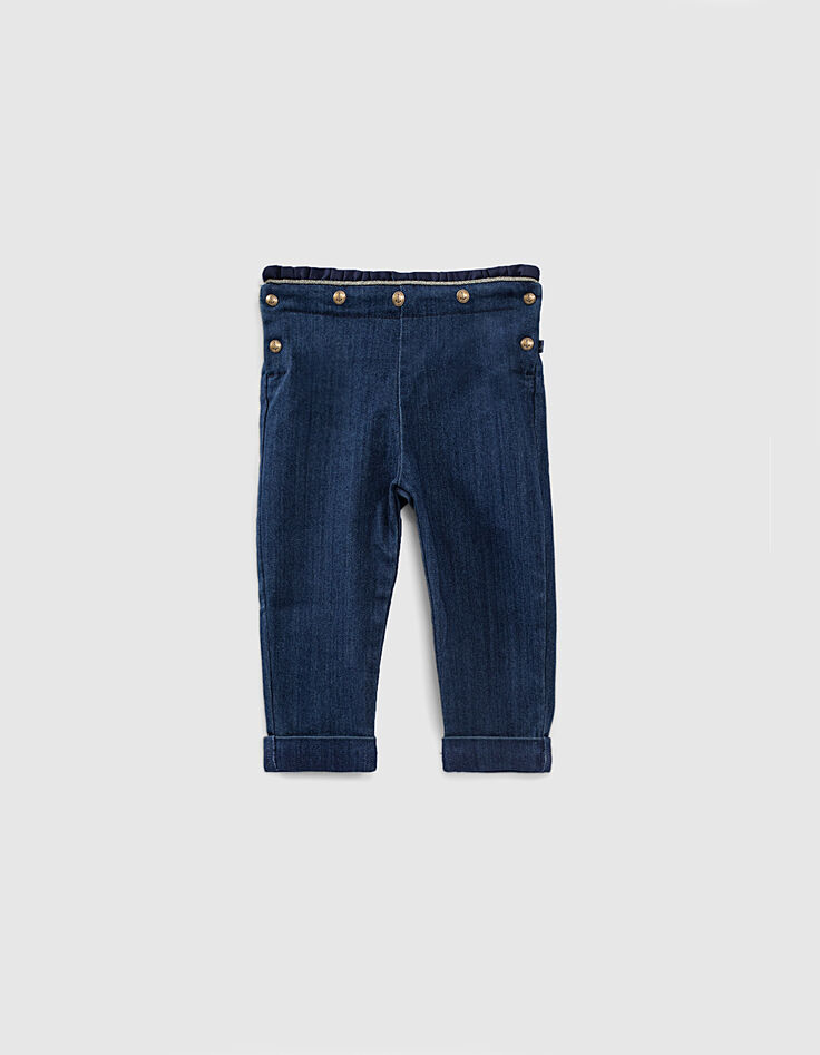 Vaquero blue vintage puente con volante bebé niña-1