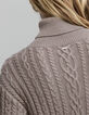 Vestido midi de mujer de punto de sésamo con vueltas-4