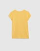 T-shirt jaune coton bio visuel coeur pailleté fille-3