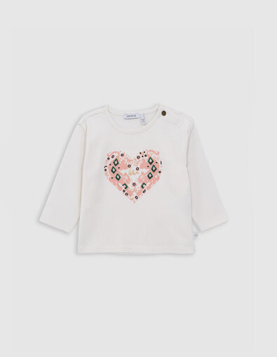 Beige visueel t-shirt hartjes-panthers baby meisje - IKKS