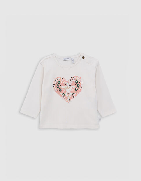 Beige visueel t-shirt hartjes-panthers baby meisje - IKKS