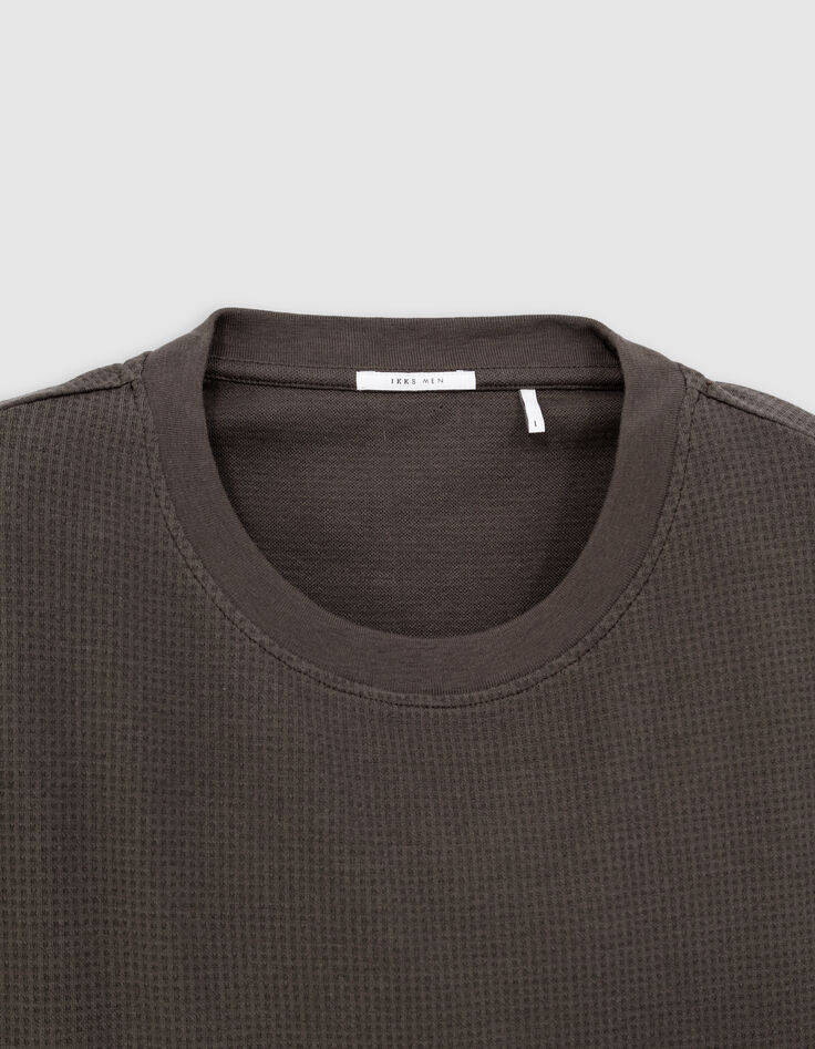 T-shirt kaki coton bio relief filet Homme-6