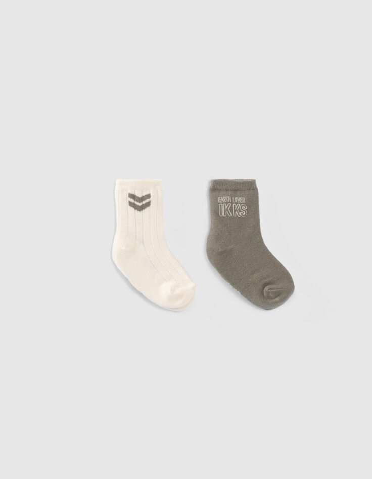 Socken für Babyjungen in Khaki und Beige-1