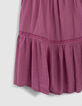 Girls’ violet waffle dress with lace braid-5