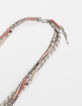 Collier sautoir multirangs perles colorées pompons femme-3