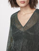 Blouse col V en maille fantaisie métallisée femme-4