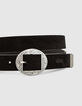 Ceinture noire en cuir su&eacute;d&eacute; boucle vintage femme-3