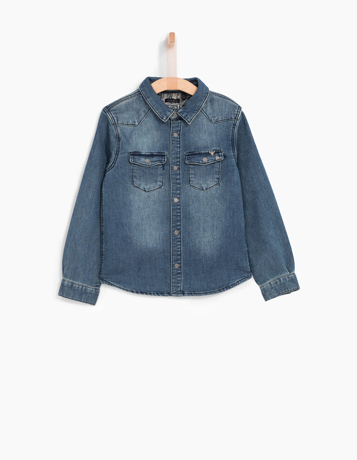 Surchemise en jean bleu garçon-1