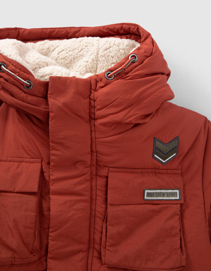 Jungen-Anorak, ziegelrot, gefüttert,  Recyclingmaterial-2