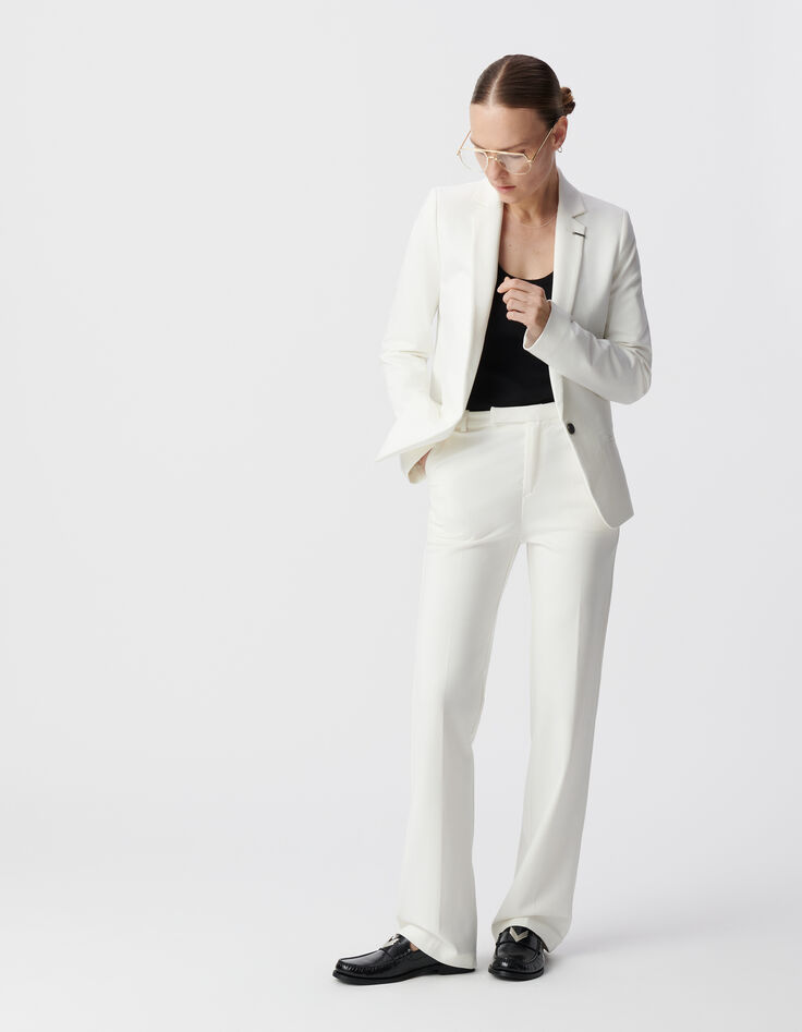 Pantalon de tailleur blanc ajusté maille Milano Femme-2