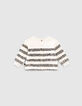 Baby girls’ ecru striped sailor sweatshirt with slogan-3