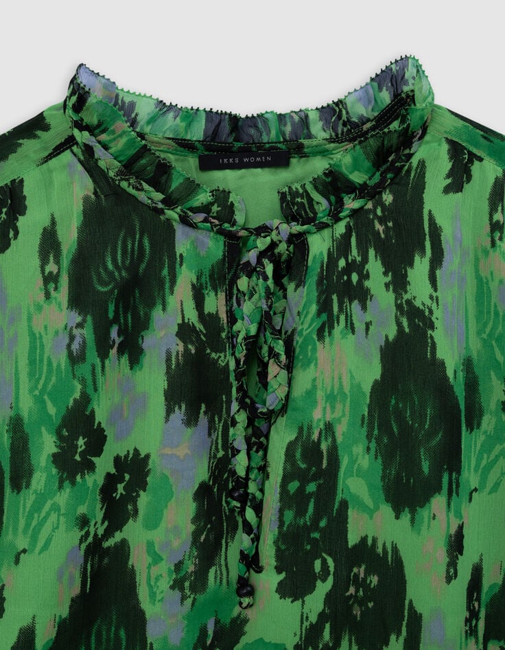 Grünes, locker sitzendes Kleid mit abstraktem Muster für Damen-6