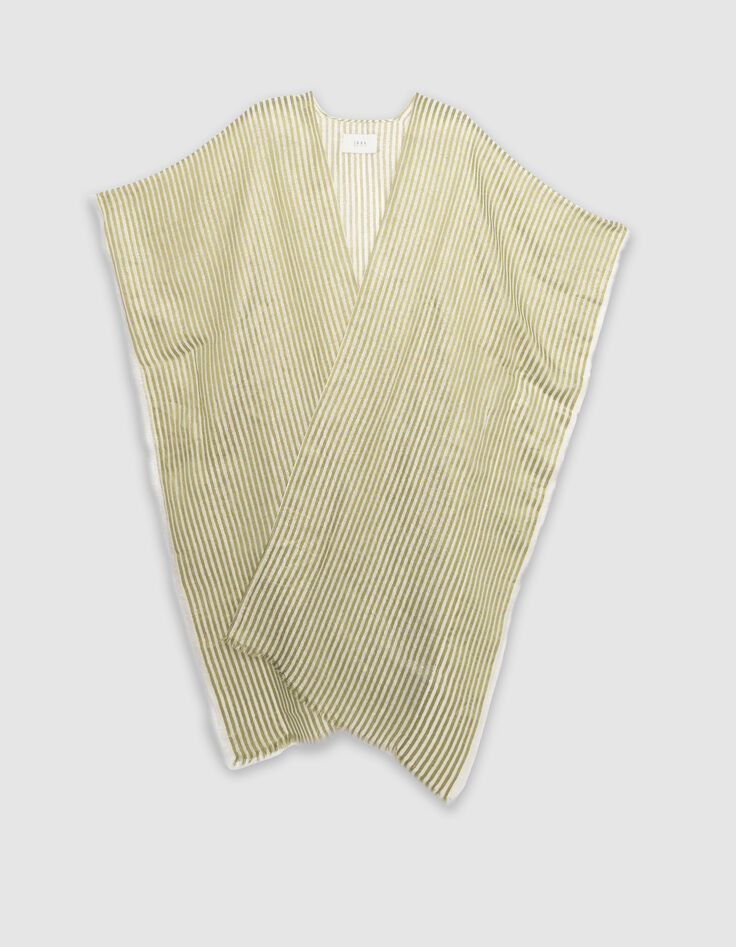 Groene poncho strandstoelstrepen en franjes-2