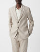 Veste de costume beige lin mélangé Homme-4