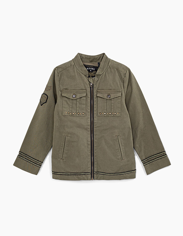 Bronzen safari-jasje met studs en borduursels meisjes-2
