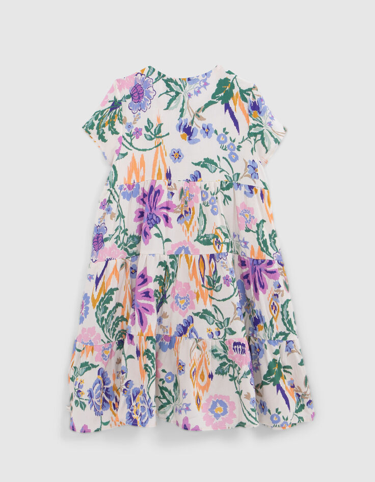 Girls’ white LENZING™ ECOVERO™ dress, summer flower print-3