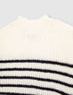 Pull marinière écru tricot brodé IKKS fille-6