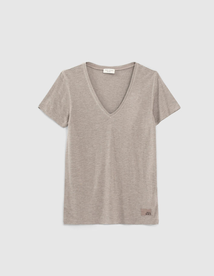 Women's beige short-sleeve T-shirt - IKKS