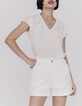 Women’s ecru embroidered dotted Swiss viscose top-1