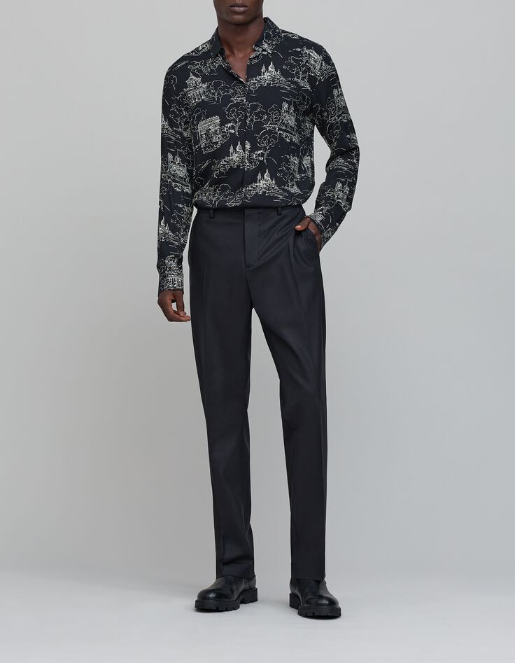 Pure Edition-Camisa negra toile de Jouy SLIM para hombre-2 Pure Edition-Camisa negra toile de Jouy SLIM para hombre-2