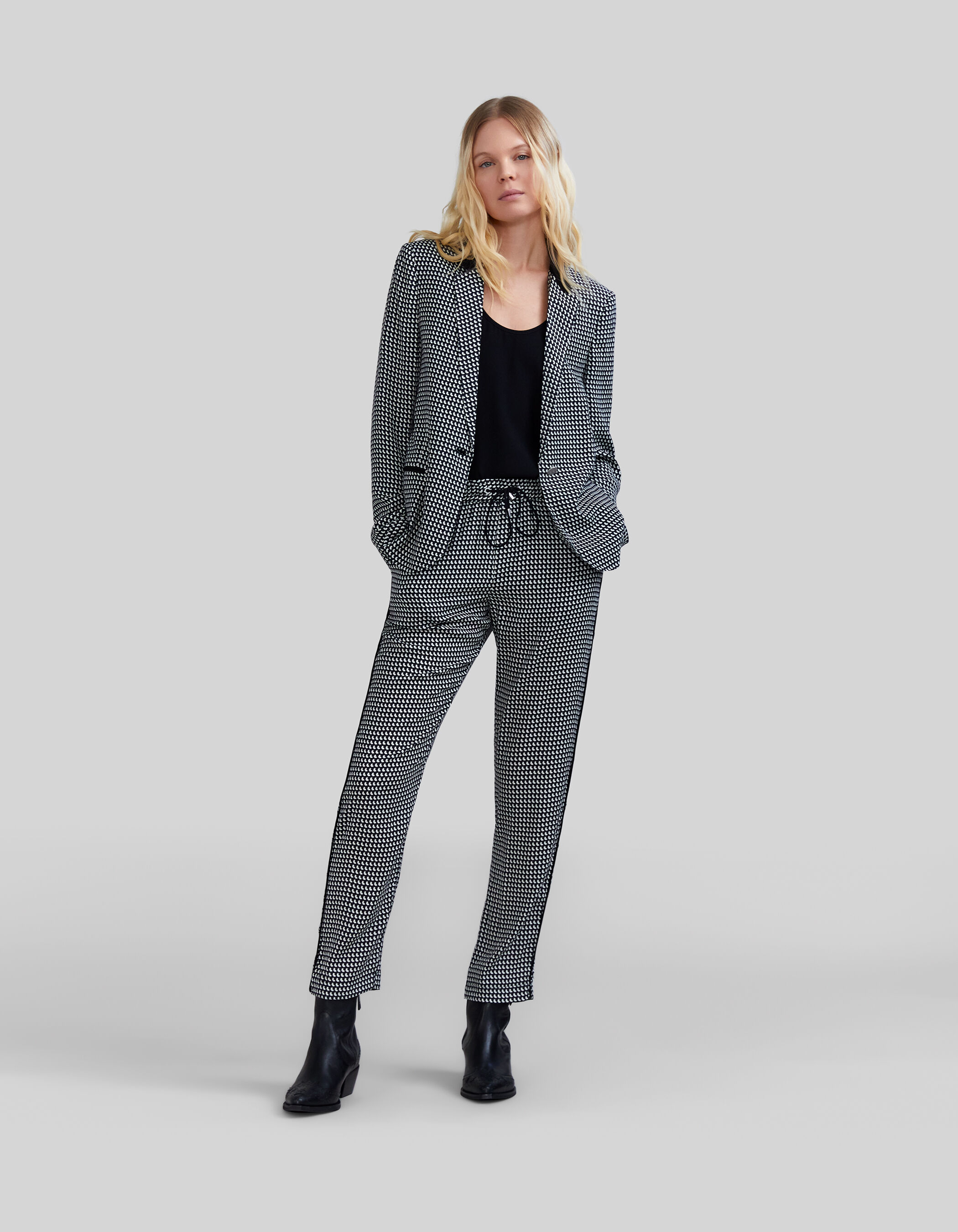 Pantalon noir LENZING ECOVERO imprime graphique Femme IKKS