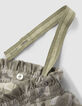 Khaki Mädchentop mit Camouflageprint und Streifen-7