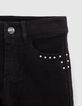 Gerade schwarze Battle-Jeans, Nietendesign für Mädchen-3