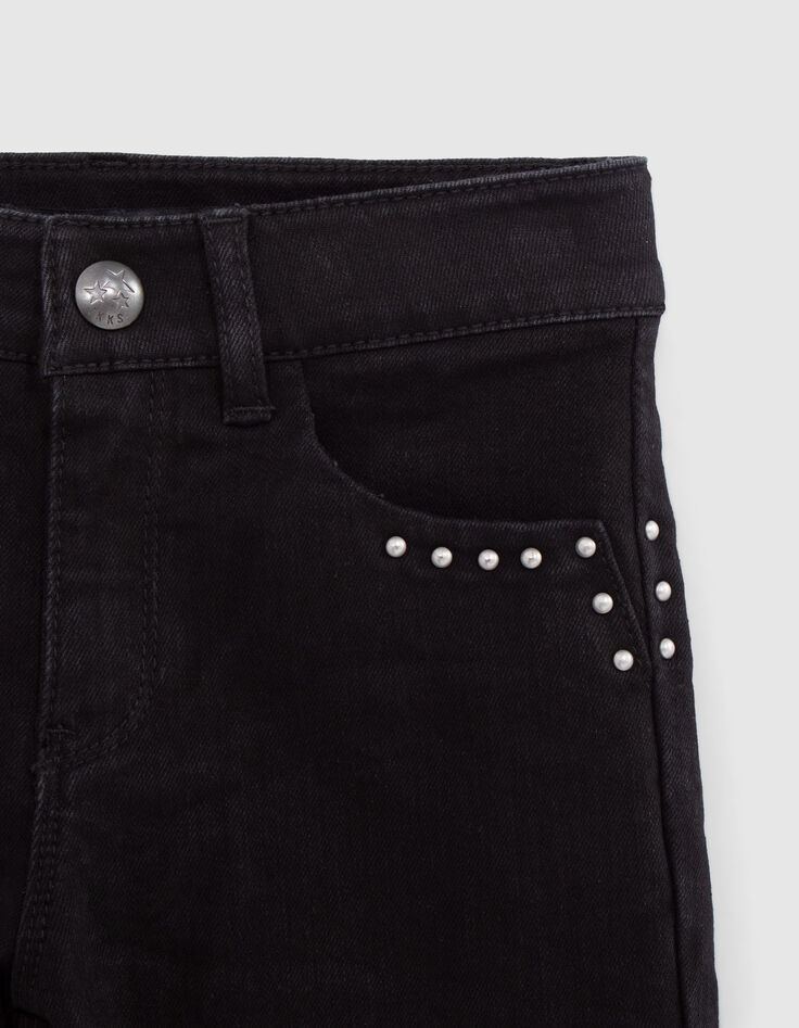 Gerade schwarze Battle-Jeans, Nietendesign für Mädchen-3