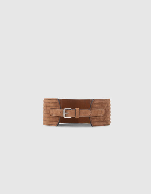 Women’s beige suede wide dress belt - IKKS