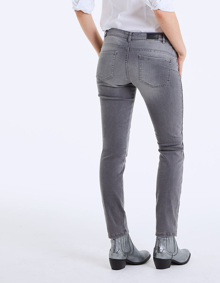 Women's grey 7/8 slim sculpt-up jeans, side braid-4