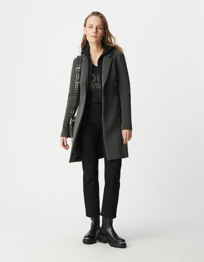 Lange damesjas in neopreen, afneembare kap-6