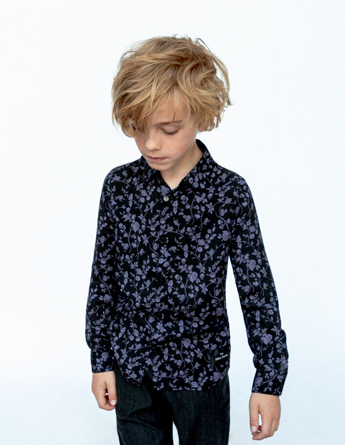 Chemise violet et noir LENZING™ ECOVERO™ fleurs garçon-1
