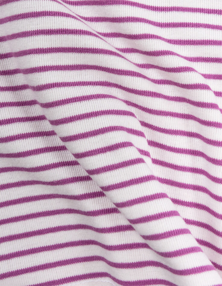 Weißes Mädchen-T-Shirt mit dünnen hellvioletten Streifen-6