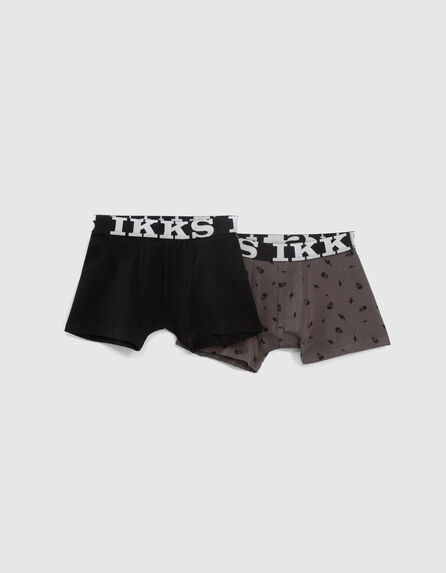 Boys’ black and grey rock print boxers