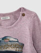 Lila Babymädchenshirt mit gestickter Matrosenmütze-4