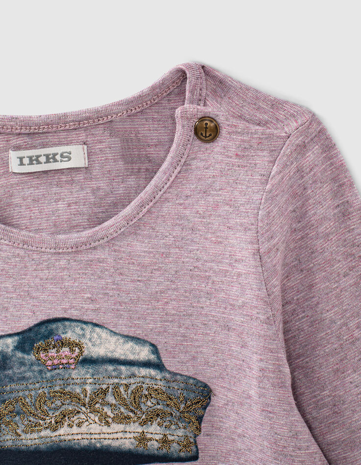 Lila Babymädchenshirt mit gestickter Matrosenmütze-4