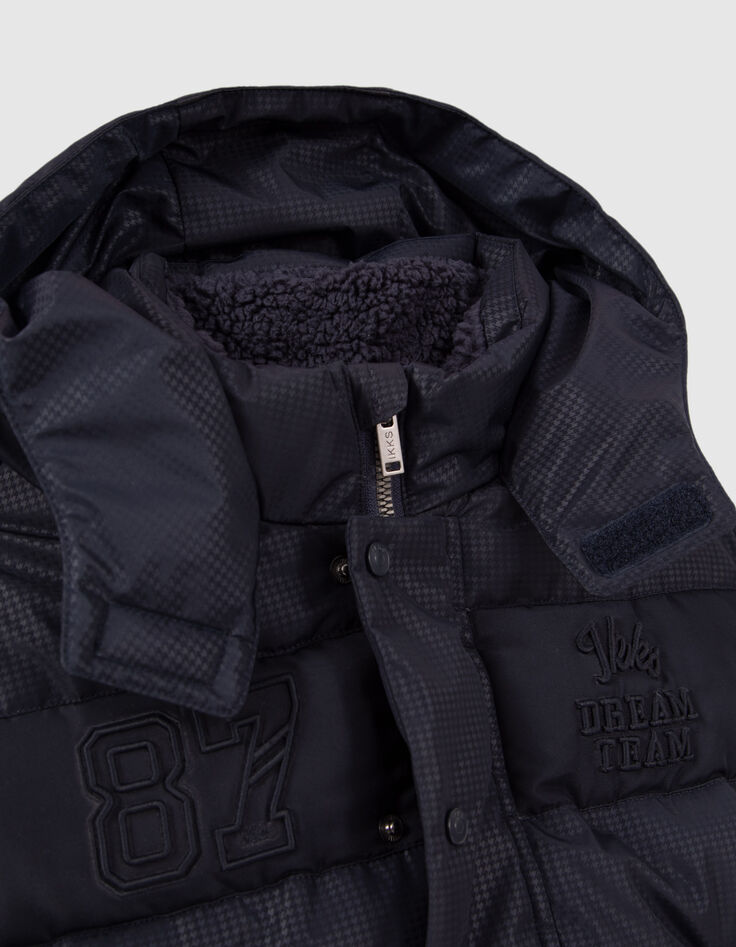 Boys’ navy houndstooth motif nylon padded jacket-2