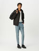 Men's black mixed-fabric light padded jacket-6