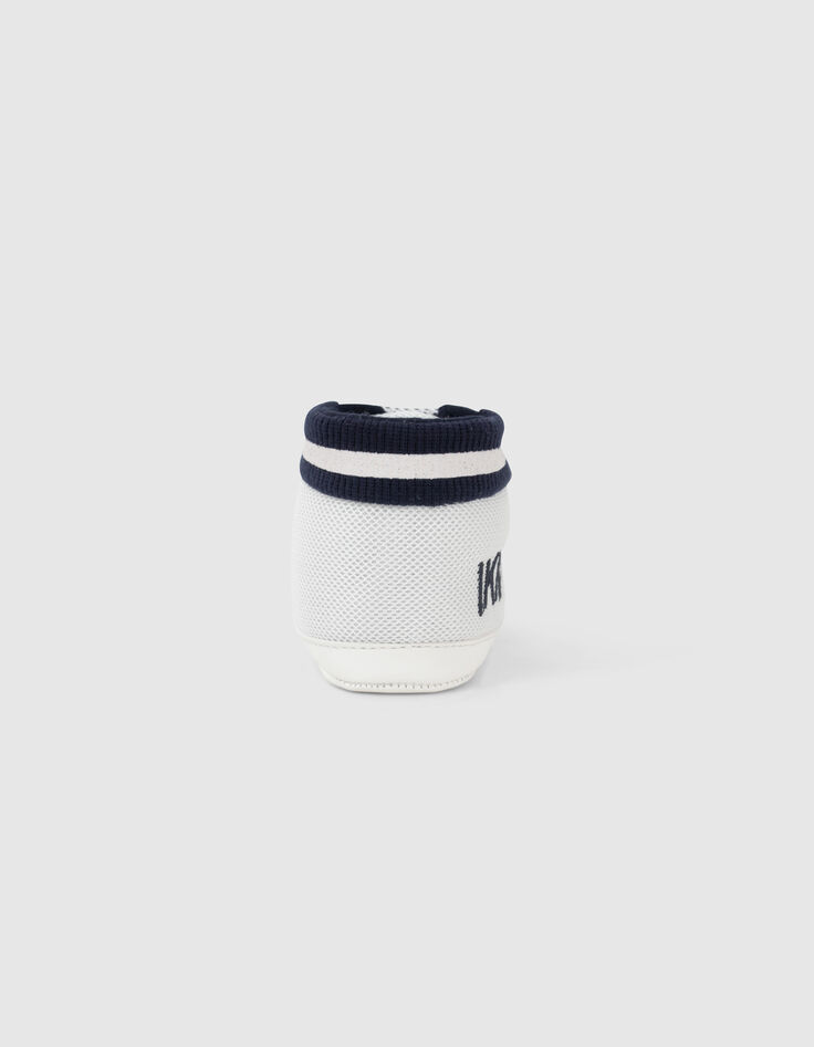 Baby boys' navy striped off-white mesh trainers-2