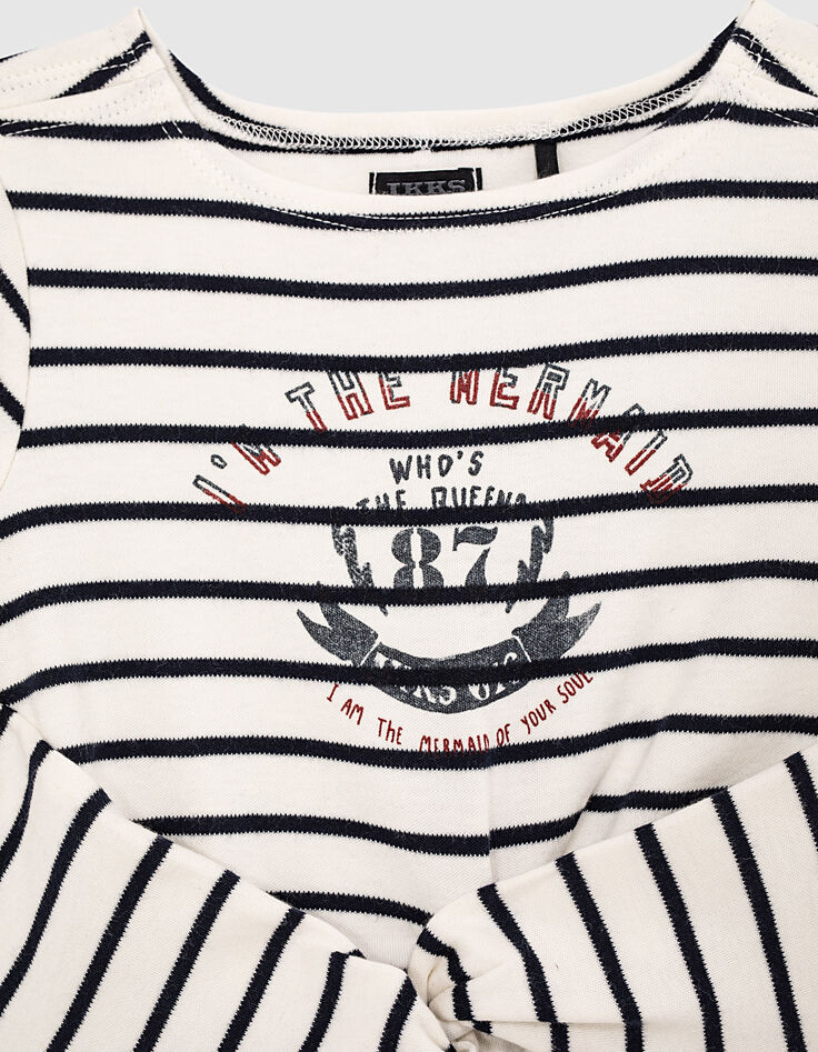 Ecru jurk navy strepen meisjes-3
