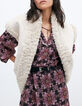 Gilet beige en fausse peau retournée avec ceinture amovible femme-3