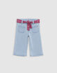 Rosa Babymädchenjeans mit Palmenprint und Halstuchgürtel-1