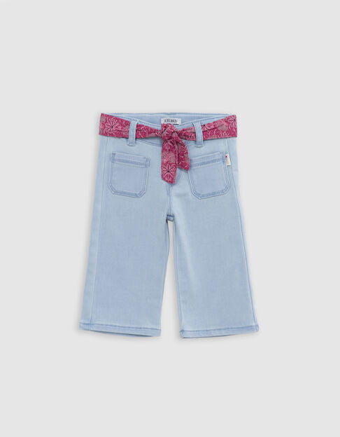 Rosa Babymädchenjeans mit Palmenprint und Halstuchgürtel - IKKS