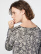 Pull col V en viscose imprimé floral métallisé femme-5