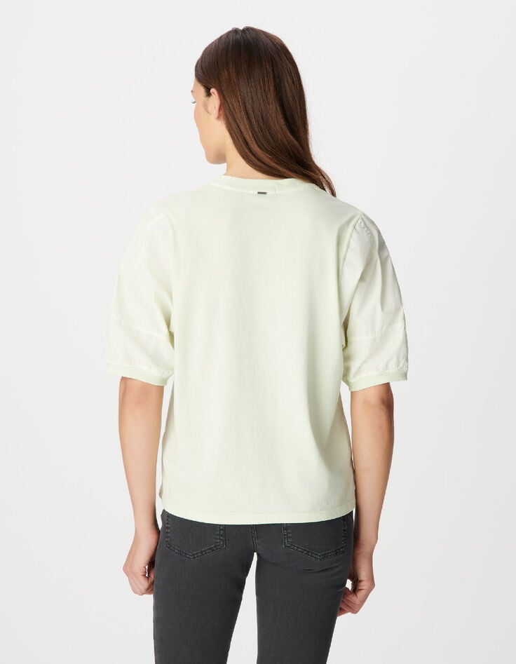 Tee-shirt oversize vert coton bio bi-mati&egrave;re Femme-3
