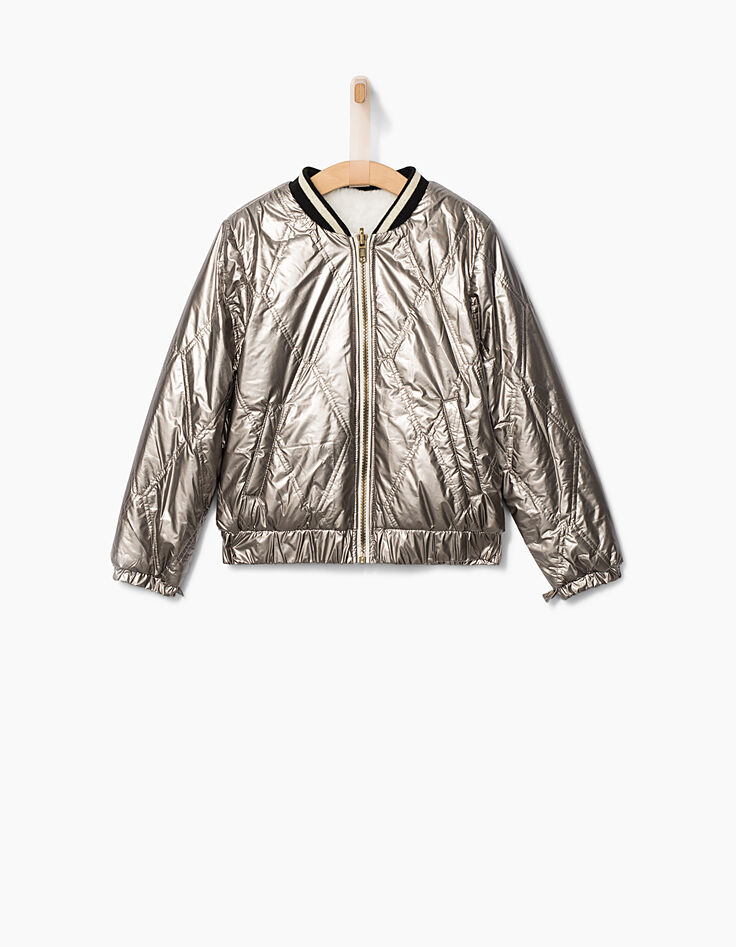 Parka kaki et gilet bi-matière réversible fille-2