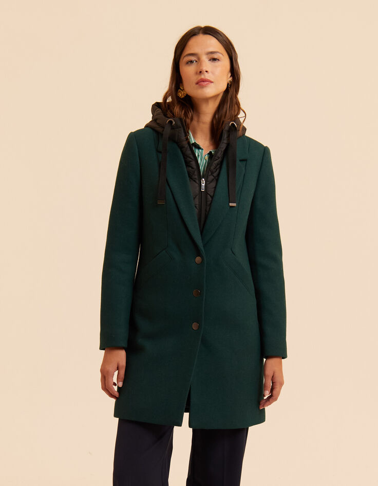 Manteau vert parementure doudoune amovible I.Code-1