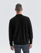 Zwarte polo in twee materialen Interlock rug Heren-3