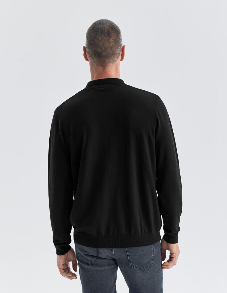 Zwarte polo in twee materialen Interlock rug Heren-3