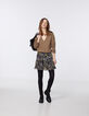 Korte rok met volants in voile metallic bloemenprint -6